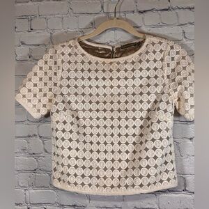 Mint Velvet Cream Party Formal Boho Embroidered Minimalist Fitted Cropped Top 8